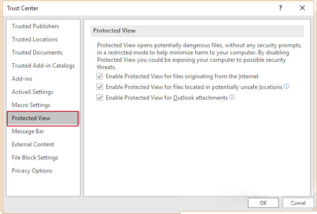 bỏ chế độ protected view trong excel 2010